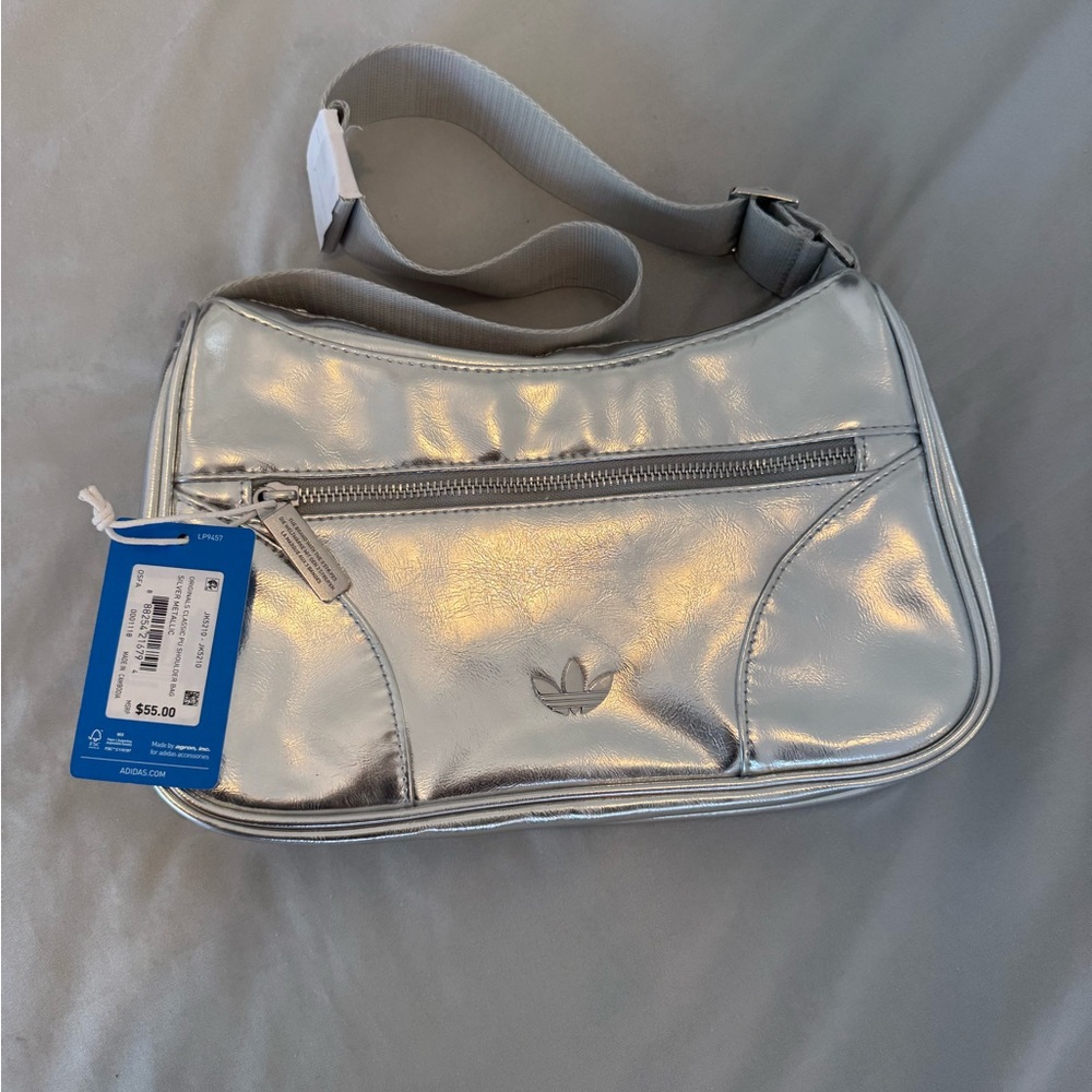 Adidas Metallic Silver Crossbody Bag NEW with Tags